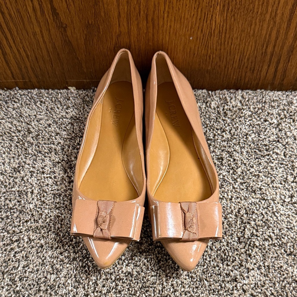 J. Crew Blush Patent Bow Flats